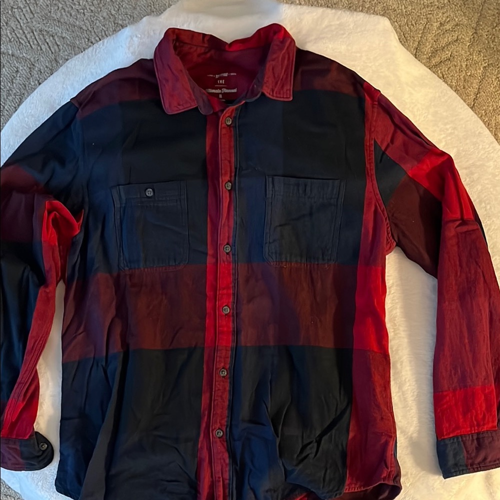 Red and Black Plaid Button-Up Shirt